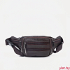 Сумка поясная "Престиж" на молнии, 22*6*12 см, 5 наружных карманов, коричневый