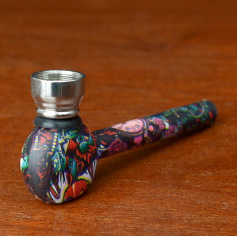 Курительный девайс стеклянный плоский с росписью DK8582E