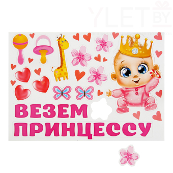 Набор магнитов на авто «Везем принцессу!», на выписку