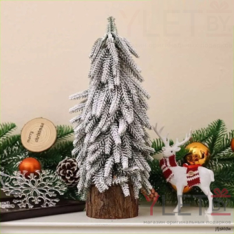 Елка заснеженная с гирляндой, 31 см