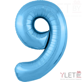 Шар (40''/102 см) Цифра, 9 Slim, Голубой
