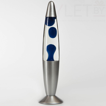 Лава лампа с воском в сером корпусе 35 см Синяя