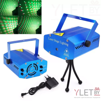 Лазерный проектор Mini Laser Stage Lighting YX-04. Цветы, точки, круги, рыбки