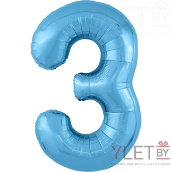 Шар (40''/102 см) Цифра 3 Slim, Голубой