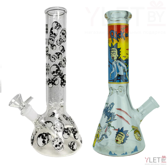 Бонг стеклянный трапеция 22 см, микс