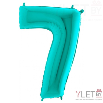 Шар (40"/102 см) Цифра, 7, Бирюзовый Tiffany