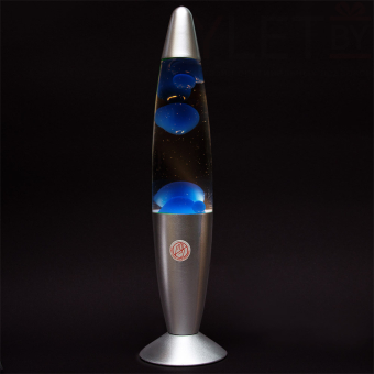 Лава лампа с воском в сером корпусе 35 см Синяя