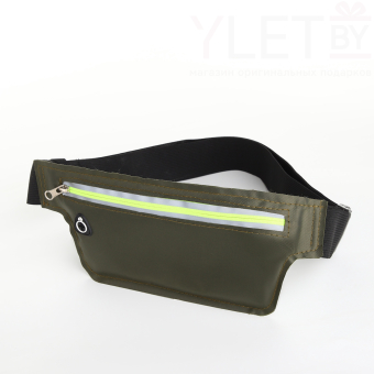 Сумка поясная "Комфорт" на молнии, 26*0,1*11 см, светоотражающие элементы, хаки