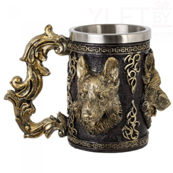 Кружка "Волк" (металл внутри), черная