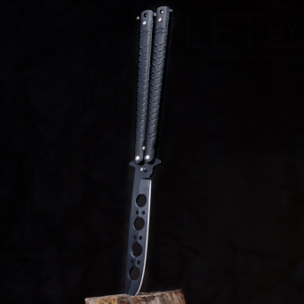 Складной нож бабочка черный Засечки