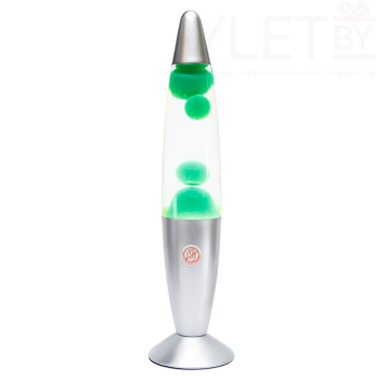 Лава лампа с воском в сером корпусе 42 см Зеленая