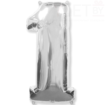 Шар (40″/102 см) Цифра, 1, Серебро