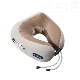 Подушка-подголовник U-образная с массажером, USB-подзарядка (синий)