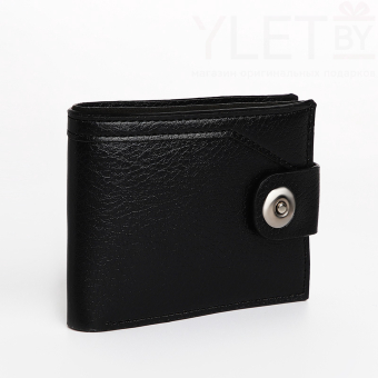 Портмоне мужское "Шик" на магните, отдел для купюр, для карт, для монет, цвет чёрный