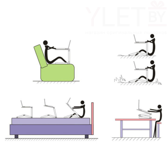 Столик трансформер для ноутбука Т6 с подставкой для  мыши РОЗОВЫЙ