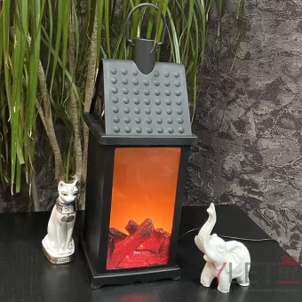 Светильник декоративный черный "Камин домик с трубой"