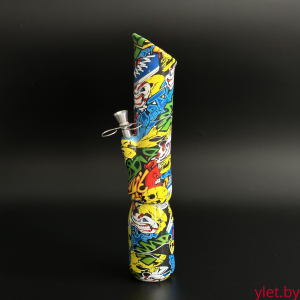 Бонг 30 см Граффити WP-009, стекло+силикон