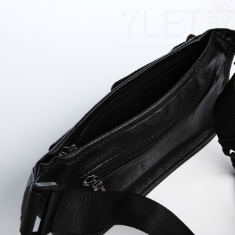 Сумка поясная на молнии "Люкс", 37*4*15 см, 3 наружных кармана, черный