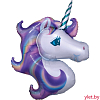 Шар (44''/112 см) Фигура, Голова, Нежный Единорог, Сиреневый