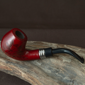 Трубка курительная с мешочком и подставкой Пламя f20060