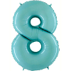 Шар (40"/102 см) Цифра, 8, Пастель голубой