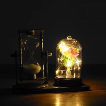 Песочные часы "Роза", сувенирные, с подсветкой, 15 х 9 х 14 см