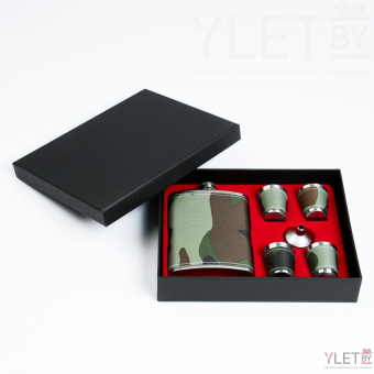 Подарочный набор 6 в 1 "Камуфляж": фляжка 240 мл, 4 стопки, воронка