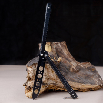 Складной нож бабочка черный Засечки