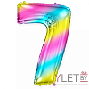 Шар (40''/102 см) Цифра, 7, Диагональная радуга, Градиент
