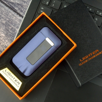 Импульсная зажигалка двойная сенсорная Lighter Контуры фактурная Фиолетовая