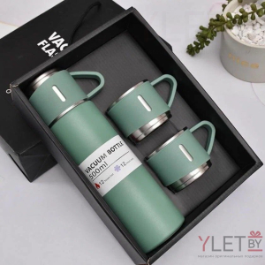 Набор Термос 500 мл и 3 чашки Зеленый