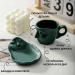 Кружка с блюдцем "Лицо" (зеленая)