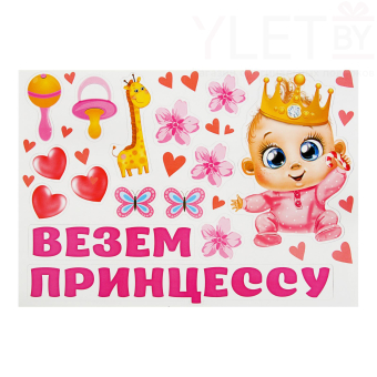 Набор магнитов на авто «Везем принцессу!», на выписку