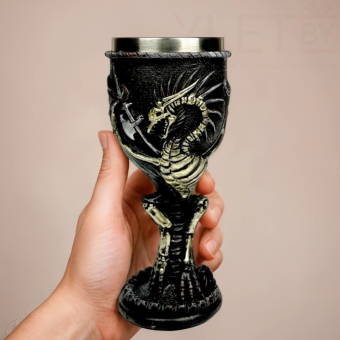 Бокал на ножке металлический Дракон