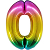 Шар (34''/86 см) Цифра, 0, Радужный, Градиент