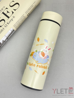 Термос с датчиком температуры «Happy friends, rabbit», beige (500 ml)