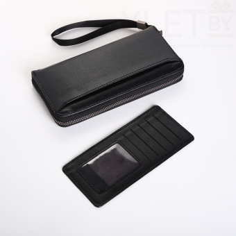 Портмоне-клатч мужской "Style" на молнии, с картхолдером, цвет чёрный