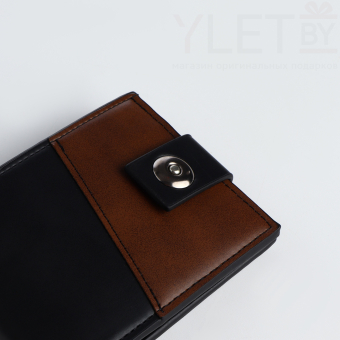 Портмоне мужское "Ультра" на магните, отдел для карт, монет, цвет чёрный/коричневый