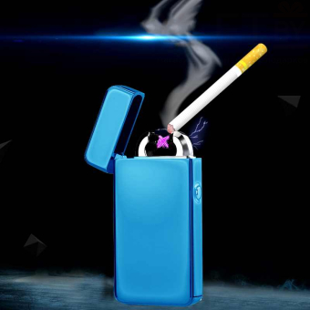 Импульсная зажигалка двойная  Lighter синяя