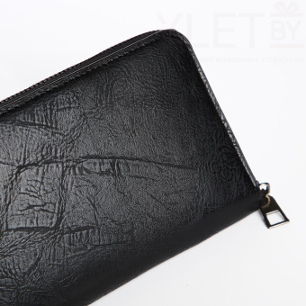 Портмоне мужское "Royal" на молнии, отдел для купюр, для карт, для монет, цвет чёрный