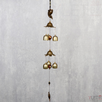 Музыка ветра металл "Карп" 6 колокольчиков 54 см