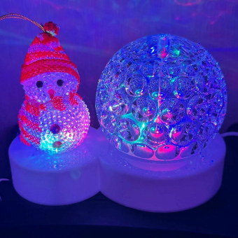 Светильник проектор вращающийся шар и снеговик
