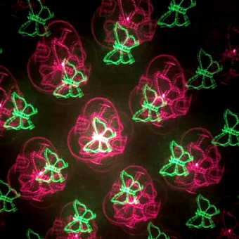 Лазерный проектор Mini Laser Stage Lighting XL-6E-D. Снежинки, звездочки, I love you, сердца