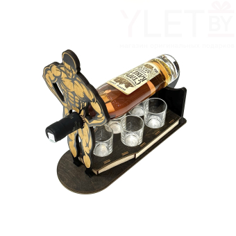Мини-бар под бутылку и 5 рюмок "Мужик"