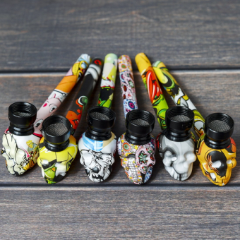 Курительный девайс стеклянный Череп с росписью