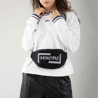 Сумка поясная"Principle" на молнии, 35*12*5 см, светотражающие элементы, черный