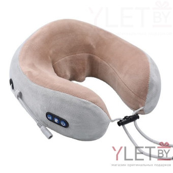 Подушка-подголовник U-образная с массажером, USB-подзарядка (синий)