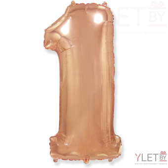 Шар (40''/102 см) Цифра, 1, Розовое золото