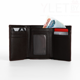 Портмоне мужское "Best" на магните, отдел для купюр, для карт, для монет, цвет коричневый