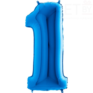 Шар (40''/102 см) Цифра, 1, Синий